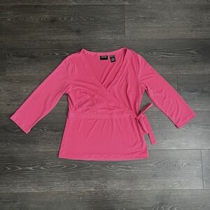 Y2K New York Company Top V Neck Small Pink Fairy 3/4 Sleeve Babydoll Whimsigoth